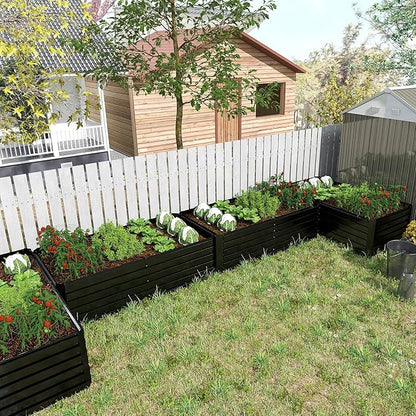 8x4x2 ft Raised Garden Bed, Large Metal Planter Raised Beds, Planters for Outdoor Plants for Vegetables, Flowers, Herbs, Fruits, and Succulents.Black