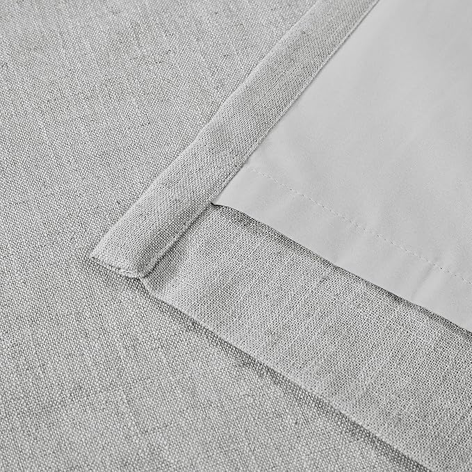Vision Home Light Gray Pinch Pleated Full Blackout Curtains Linen Blended Thermal Insulated Window Panels 102 inch for Bedroom Living Room Darkening Grey Pleat Drapes with Hooks Back Tab 60"Wx102"Lx1
