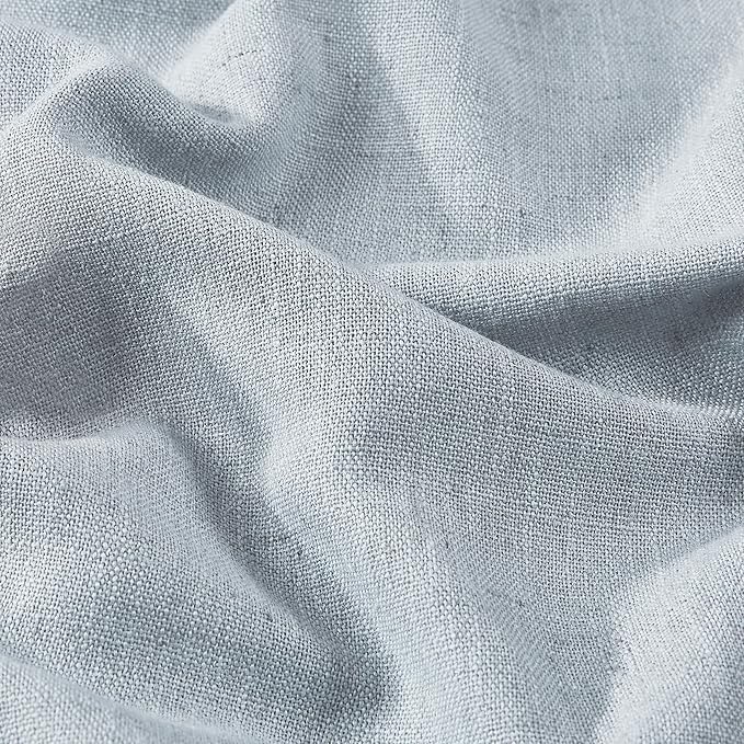 Vision Home Blue Gray Pinch Pleated Full Blackout Curtains Linen Blended Room Darkening Window Curtains 90 inch for Living Room Bedroom Thermal Insulated Pinch Pleat Drapes with Hooks 40" Wx90 Lx2