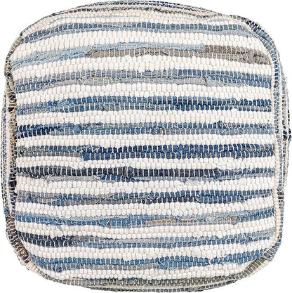 Mark&Day Pouf Ottoman, Korneuburg Natural Fiber Navy Cube Pouf Foot Rest for Living Room, Bedroom and Boho Home Decor (16"x16"x16")
