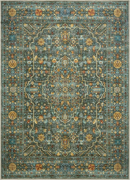 Keen Home Design 8x10 Rug - Machine Washable Area Rug with Non-Slip Backing, Ideal for Living Room, Dining Room, Bedroom - Vintage, Easy Clean, Durable, Low Pile Rug - (8' x 10')