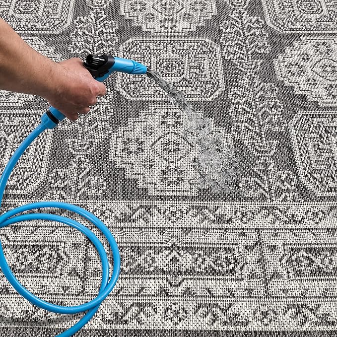 Keen Home Design Terrace Outdoor Area Rug - 5x8 Washable Indoor/Outdoor Rug for Patio, Kitchen, Balcony, Beach, Garden, Deck and Porch, Size: 5'3"x7'7"