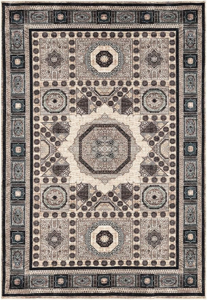 Keen Home Design 4x6 Rug - Machine Washable Area Rug with Non-Slip Backing, Ideal for Living Room, Dining Room, Bedroom - Vintage, Easy Clean, Durable, Low Pile Rug - (4' x 6')
