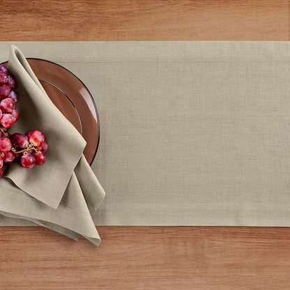 Solino Home Linen Vintage Khaki Table Runner 108 Inches Long - 100% Pure Linen 14 x 108 Inch Table Runner for Fall, Autumn, Thanksgiving - Fete