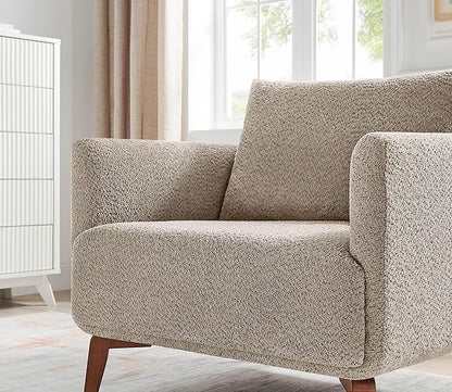 Oversized Accent Chair Modern Boucle Armchair for Living Room- 37" Wide Accent Chair with Solid Wood Legs, Camel Upholstered Lounge Chair for Bedroom & Office, Cozy Reading Chair (Easy Assembly)