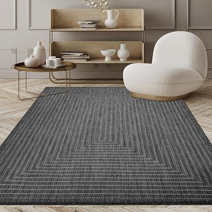 Adiva Rugs Outdoor Indoor Area Rug, Weather Resistant, Easy to Clean, Stain Resistant Floor Mat for Dining Room, Backyard, Deck, Patio (Pebble Weiss, 8' x 10')