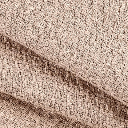 Elvana Home 100% Cotton Bed Blanket, Breathable Bed Blanket Twin Size, Cotton Thermal Blankets Twin, Perfect for Layering Any Bed for All Season, Beige