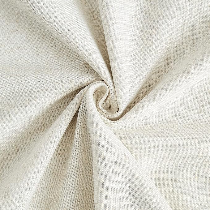 Vision Home Natural Pinch Pleated Full Blackout Curtains Linen Blended Room Darkening Window Curtains 112 inch for Living Room Bedroom Thermal Insulated Pinch Pleat Drapes with Hooks 40" Wx112 Lx2