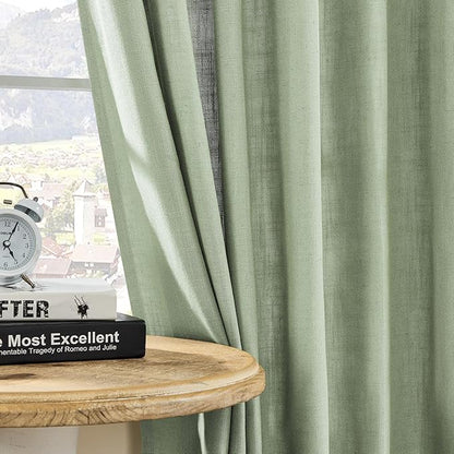 Joydeco Sage Green Curtains for Living Room, 96 Inch Curtains 2 Panel Set, Light Filtering Curtains 96 Inches Long, Living Room Curtains 2 Panel Sets