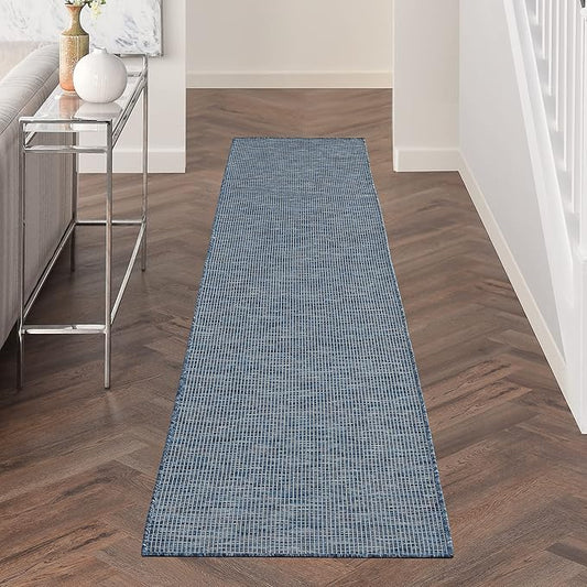 Nourison Positano Indoor/Outdoor Navy Blue 2'2" x 12' Area Rug, Easy Cleaning, Non Shedding, Bed Room, Living Room, Dining Room, Backyard, Deck, Patio (2x12)
