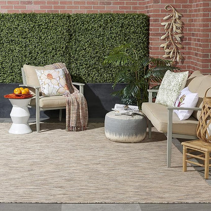 Nourison Home Positano 8' x Round Beige Fabric Modern Area Rug (8' Round)
