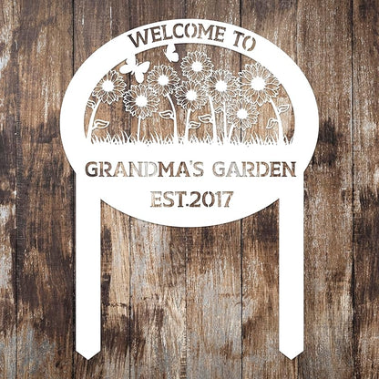 Personalized Metal Garden Sign with Stake, Custom Flowers Garden Decor for Outdoor, Custom Family Name Sign, Patio Decorations, Lawn Art, Farmhouse Decorative, Housewarming Gift