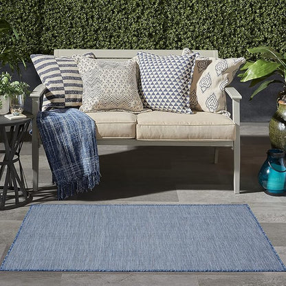 Nourison Positano Indoor/Outdoor Navy Blue 3' x 5' Area Rug, Easy Cleaning, Non Shedding, Bed Room, Living Room, Dining Room, Backyard, Deck, Patio (3x5)