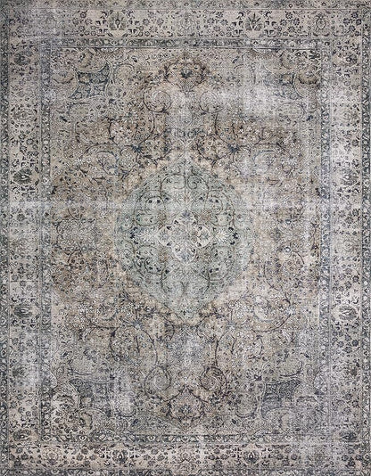 Loloi Layla Collection LAY-06 Taupe/Stone 3'-6" x 5'-6" .13" Thick Accent Rug, Soft, Durable, Vintage Inspired, Distressed, Low Pile, Non-Shedding, Easy Clean, Printed, Living Room Rug