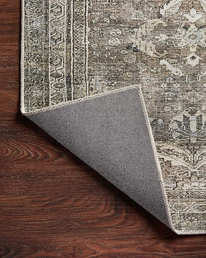 Loloi Layla Collection LAY-13 Antique/Moss 2'-6" x 7'-6" .13" Thick Runner Rug, Soft, Durable, Vintage Inspired, Distressed, Low Pile, Non-Shedding, Easy Clean, Printed, Living Room Rug