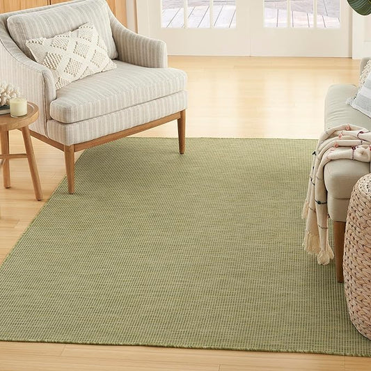 Nourison Home Positano Indoor/Outdoor Green 4' x 6' Area Rug, Easy Cleaning, Non Shedding, Bed Room, Living Room, Dining Room, Backyard, Deck, Patio (4x6)