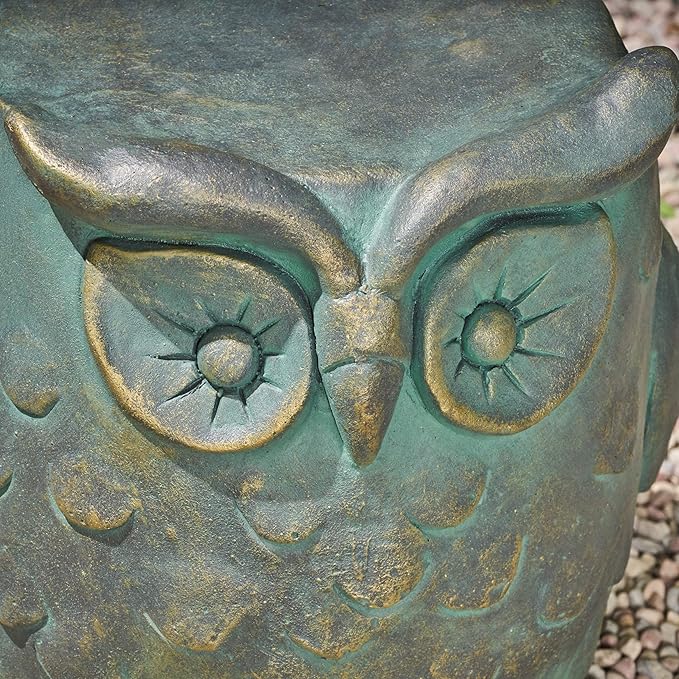 Christopher Knight Home Agnes Owl Garden Stool, Lightweight Concrete, Gold Patina Finish