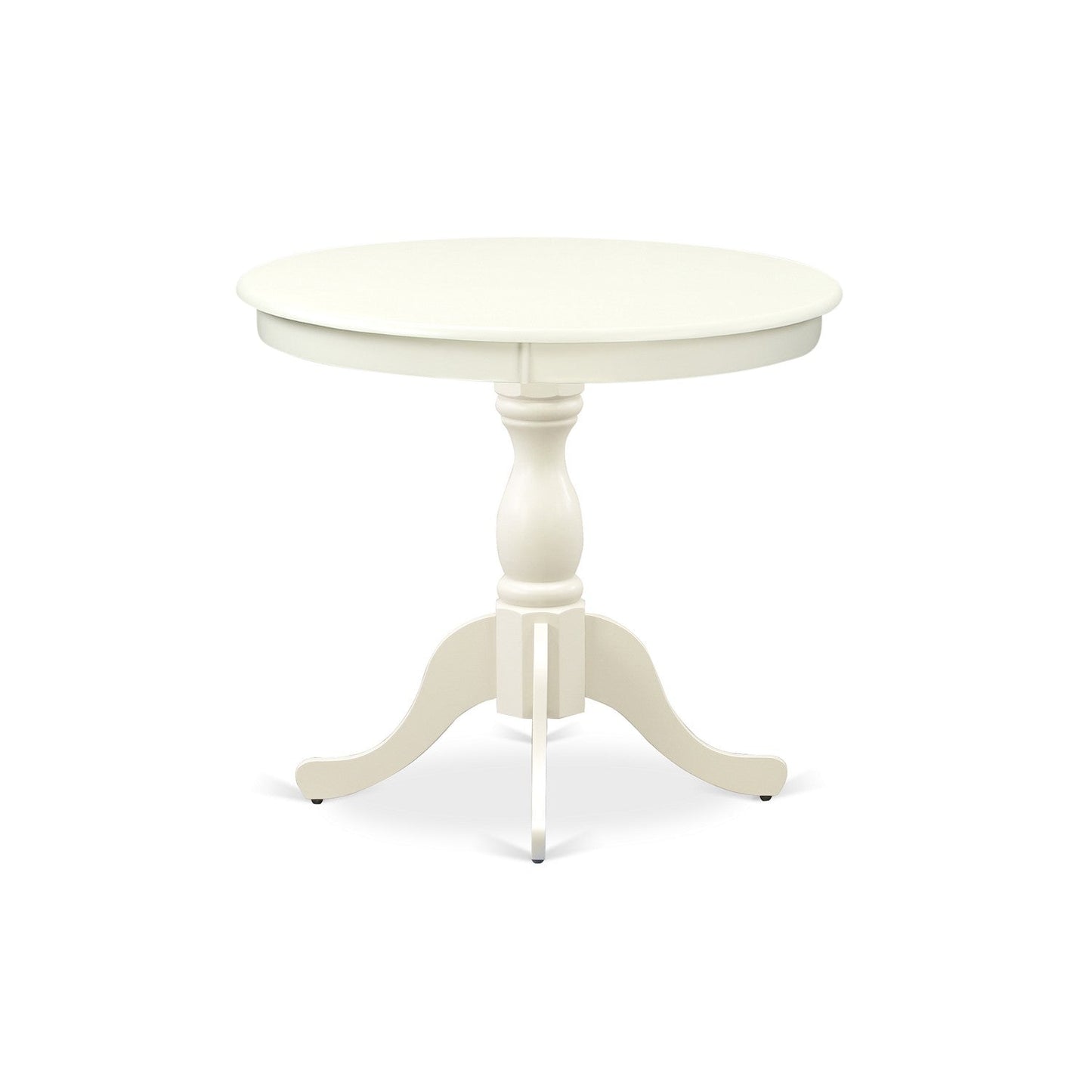 EAST WEST FURNITURE - AMVA3-LWH-W - 3-Pc Dining Room Table Set- 2 Dining Room Chair and Dining Table - Wooden Seat and Slatted Chair Back (linen white Finish)