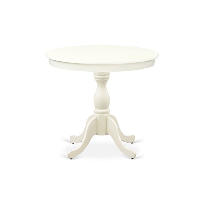 EAST WEST FURNITURE - AMVA5-LWH-W - 5-Pc Dinette Set- 4 dining room chairs and Modern dining room table - Wooden Seat and Slatted Chair Back (linen white Finish)