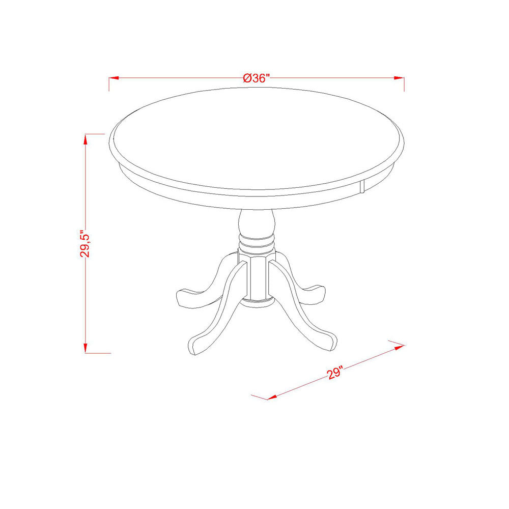 EAST WEST FURNITURE - ANDL5-OAK-W - 5-Pc Dining Room Table Set- 4 Dining Room Chair and dining table - Wooden Seat and Slatted Chair Back - Oak Finish