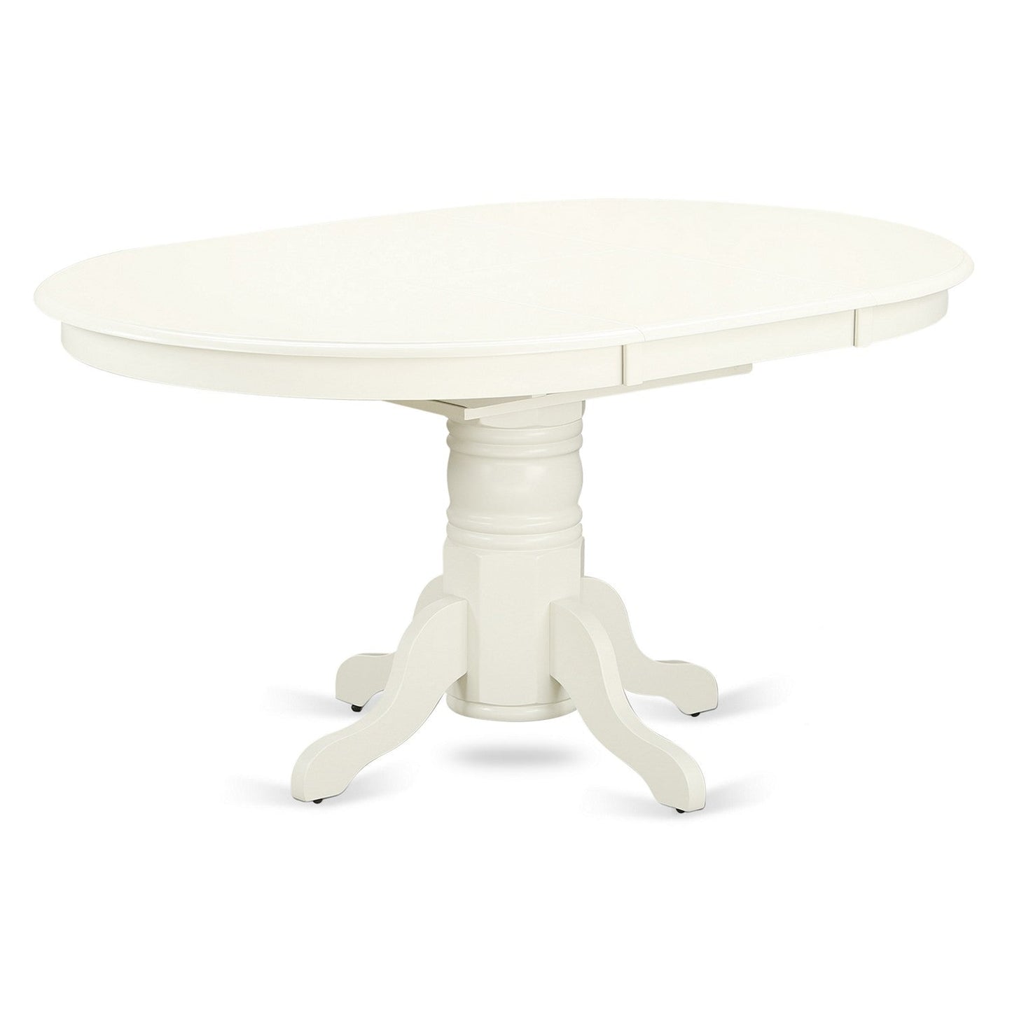 EAST WEST FURNITURE - AVVA5-LWH-W - 5-Piece Modern Dining Set- 4 Mid Century Chair with Wooden Seat and Slatted Chair Back - Removable leaf Oval Dining Table - linen white Finish
