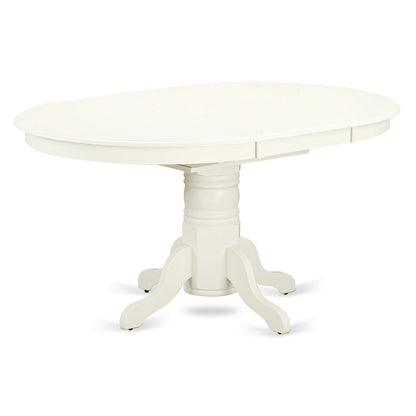 EAST WEST FURNITURE - AVVE7-LWH-15 - 7 Piece Dining Room Table Set - 6 Baby Blue Linen Fabric Dining Room Chairs with High Back and 1 Oval Dining Table - Removable leaf - linen white Finish