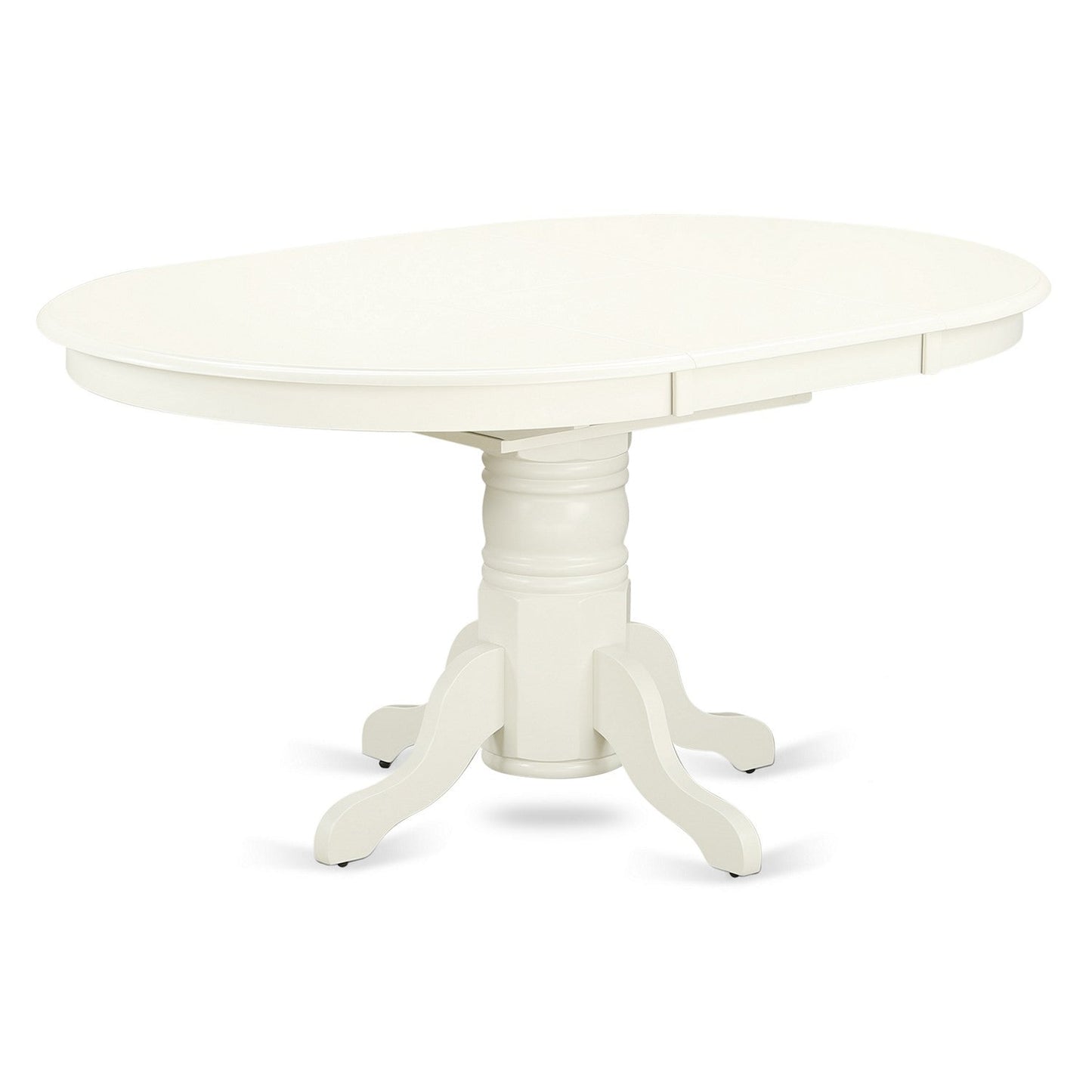 EAST WEST FURNITURE - AVVA5-LWH-C - 5-Pc Dinette Room Set- 4 Mid Century Dining Chairs with Linen Fabric Seat and Slatted Chair Back - Removable leaf Wood Dining Table - linen white Finish