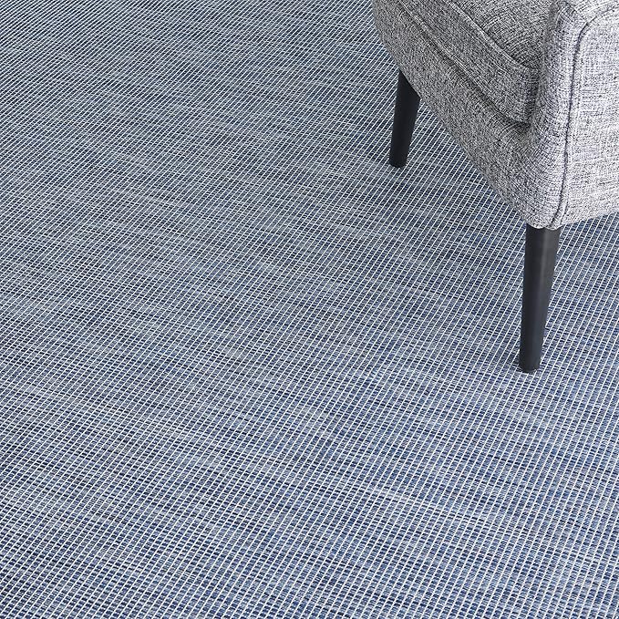 Nourison Positano Indoor-Outdoor Navy Blue 5' x 7' Area Rug, Easy Cleaning, Non Shedding, Bed Room, Living Room, Dining Room, Backyard, Deck, Patio (5x7)
