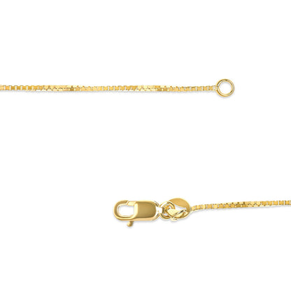 Solid 14K Yellow Gold 0.75mm Classic Box Chain Necklace. Unisex Chain - Size 16 Inches