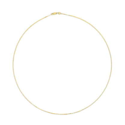 Solid 14K Yellow Gold 0.75mm Classic Box Chain Necklace. Unisex Chain - Size 16 Inches