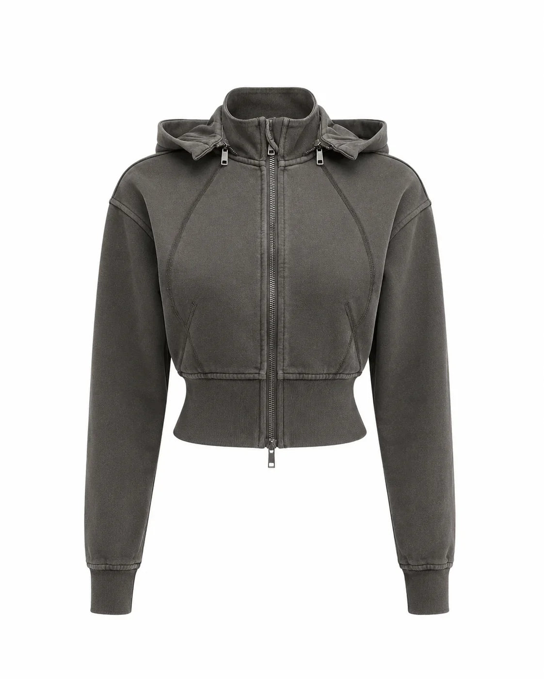 Vintage Washed Cropped Fleece Hoodie for Women