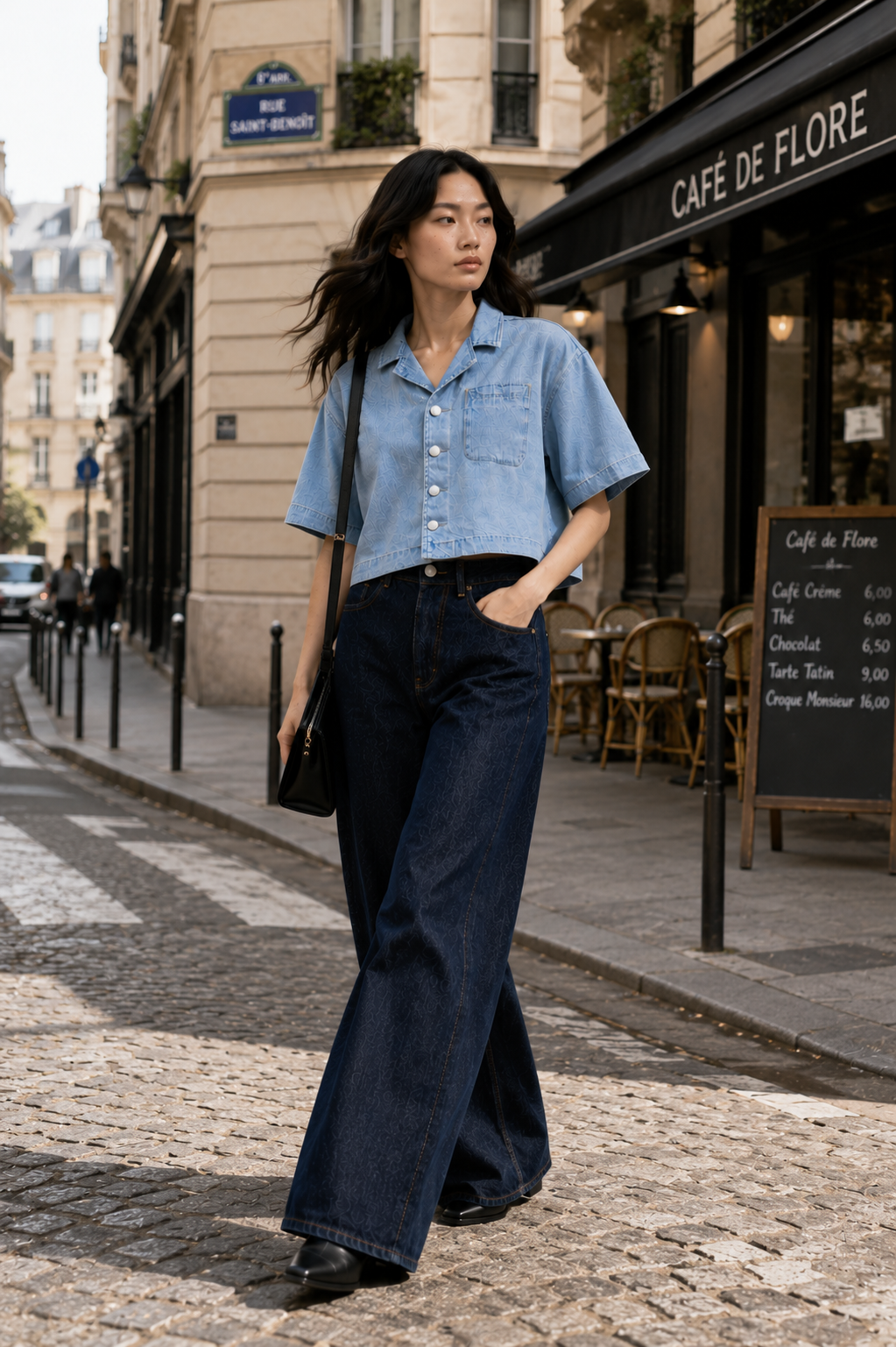 Vintage Wash Boxy Cropped Lyocell Shirt for Women