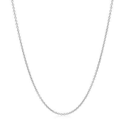 14k White Gold Round Cable Link Chain 1.2mm