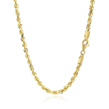 3.5mm 10k Yellow Gold Solid Diamond Cut Rope Chain