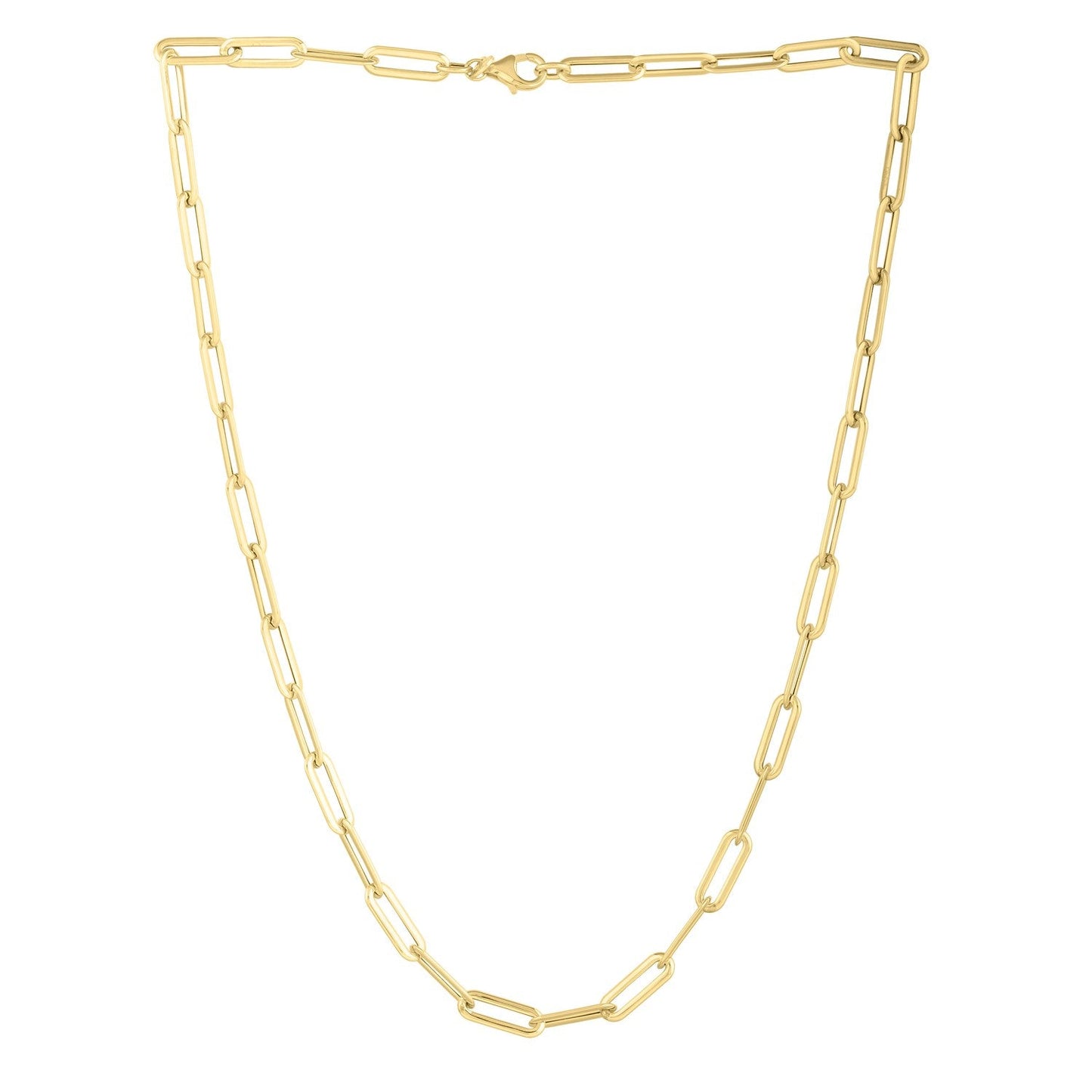 14k Yellow Gold Long Domed Paperclip Chain Necklace (4.80 mm)
