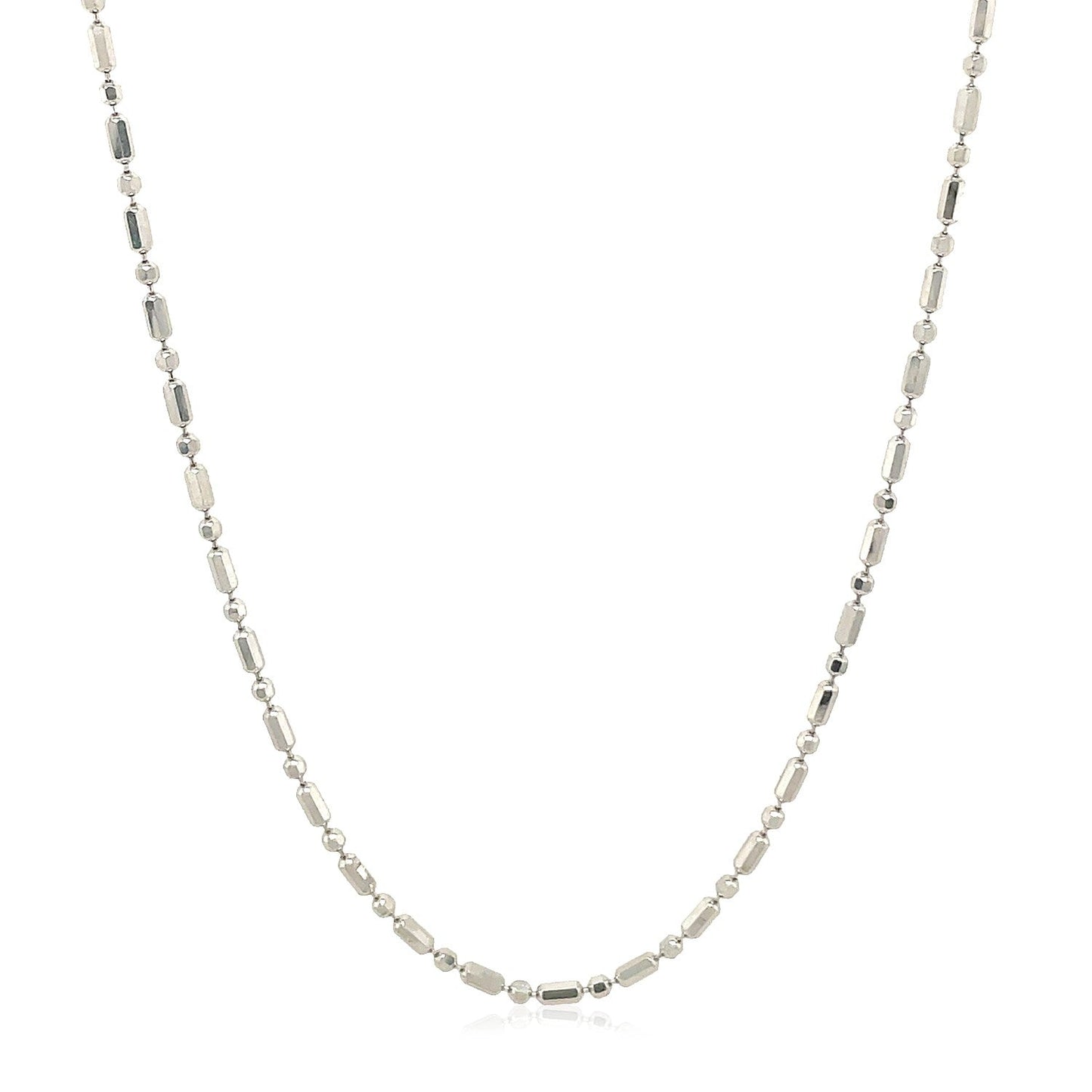 14k White Gold Diamond-Cut Alternating Bead Chain 1.5mm