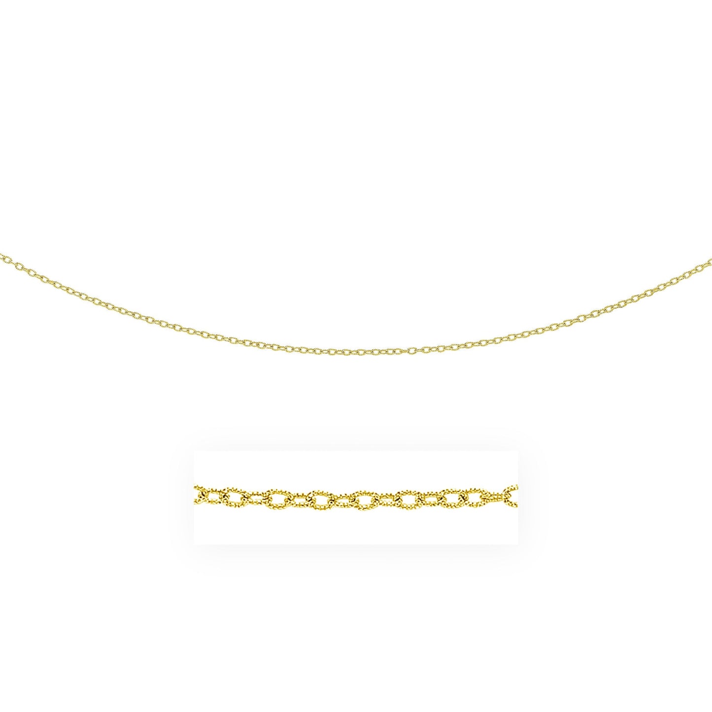 2.5mm 14k Yellow Gold Pendant Chain with Textured Links