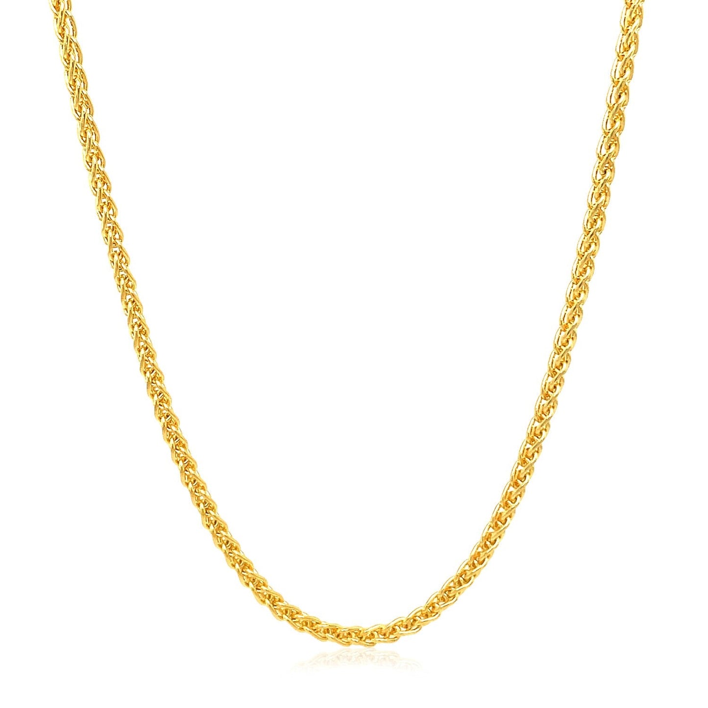 2.1mm 14k Yellow Gold Round Wheat Chain