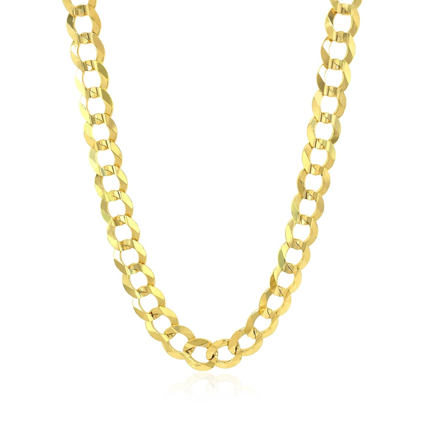 7.0mm 14k Yellow Gold Solid Curb Chain