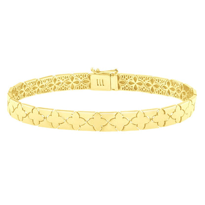 14k Yellow Gold 7 inch Clover Bracelet (6.50 mm)