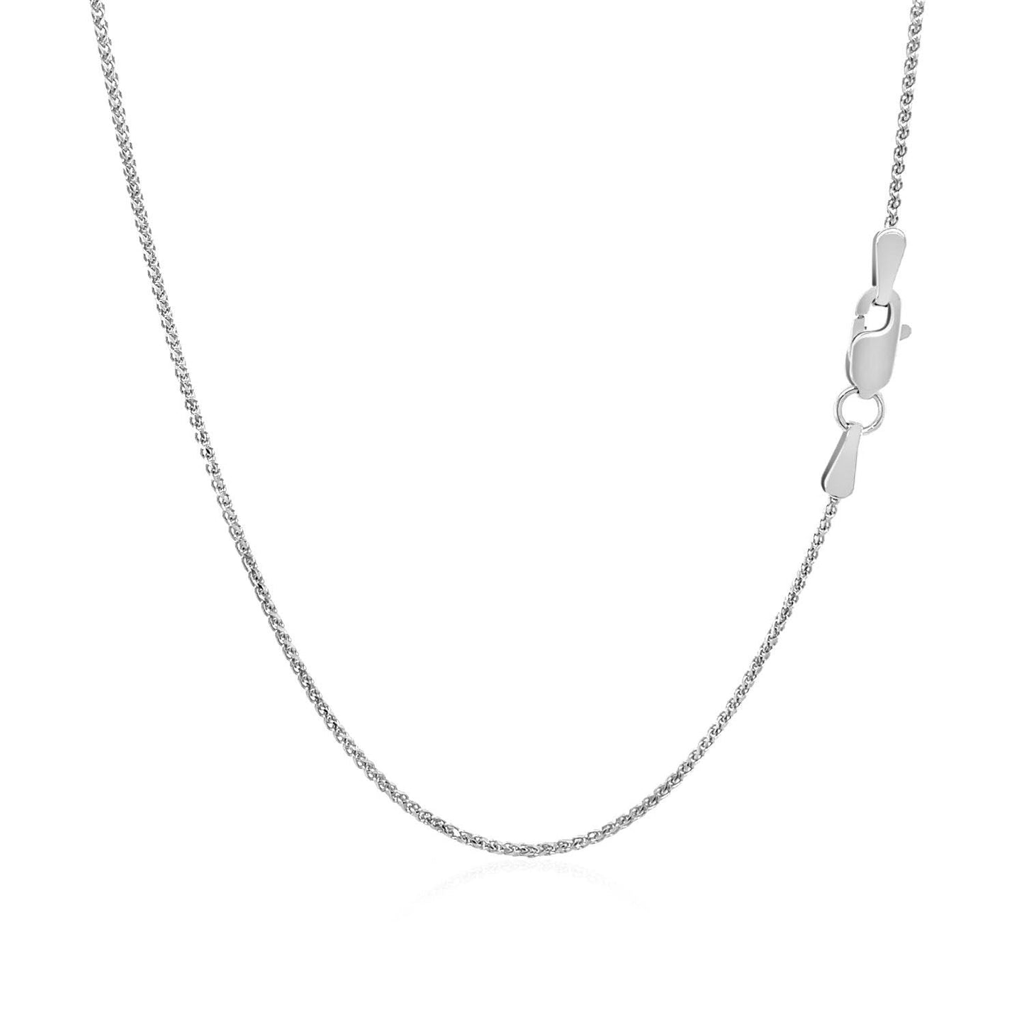 14k White Gold Diamond Cut Round Wheat Chain 1.0mm