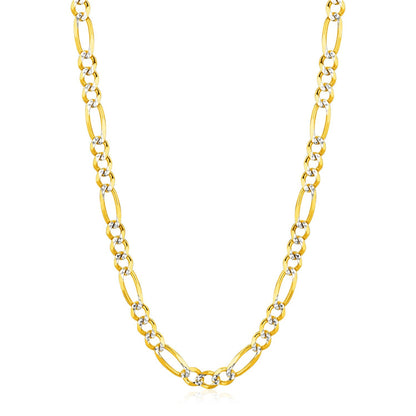 6.0mm 14K Yellow Gold Solid Pave Figaro Chain