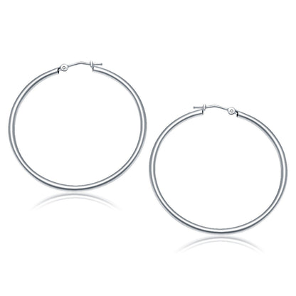 10k White Gold Polished Hoop Earrings (40 mm)