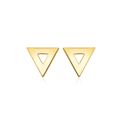 14k Yellow Gold Polished Open Triangle Post Earrings