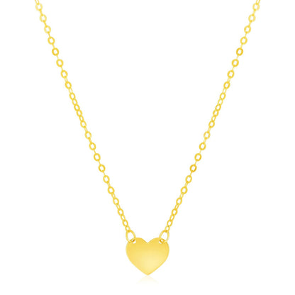 14k Yellow Gold Polished Mini Heart Necklace