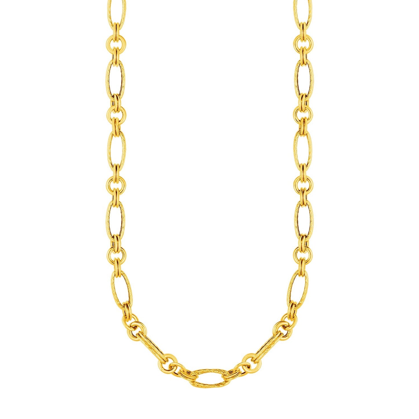 14k Yellow Gold Twisted and Polished Link Necklace