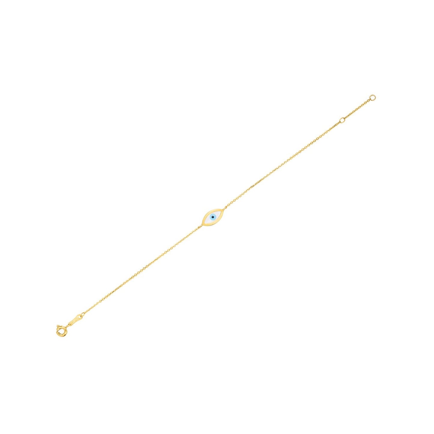 14k Yellow Gold MOP Evil Eye Bracelet (1.00 mm)