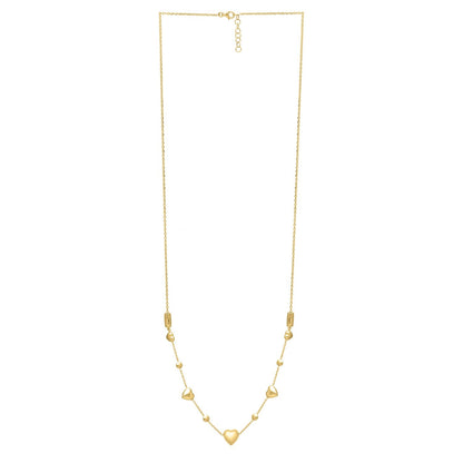 14k Yellow Gold Puff Heart Adjustable Necklace
