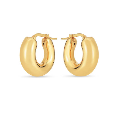 14k Yellow Gold Small Puffy Hoops