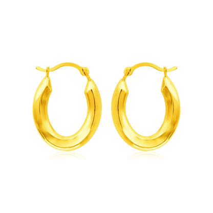 14k Yellow Gold Polished Oval Hoop Earrings